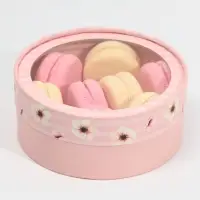 Коробка для макарун, кондитерская упаковка тубус с окном, &laquo;Цветы&raquo; 16&times;16&times;5 см