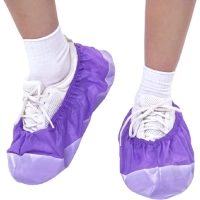 Бахилы ламин., бело-фиол, НМ-35/ПВД-50/2р-Ф-Б, 250пар/уп