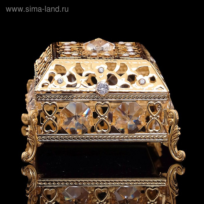 Шкатулка «Грация», с зеркалом, 5,8×5.8×4.4 см, с кристаллами Шкатулка «Грация», с зеркалом, 5,8×5.8×4.4 см, с кристаллами