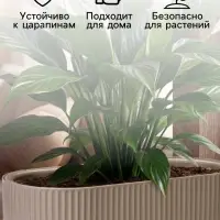 Кашпо для цветов &laquo;Рамона&raquo;, 6 л, 38&times;18&times;16.5 см, пластиковое, со вставкой, серое