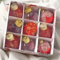 Набор шаров пластик d-6 см, 9 шт "Капризы зимы" красный