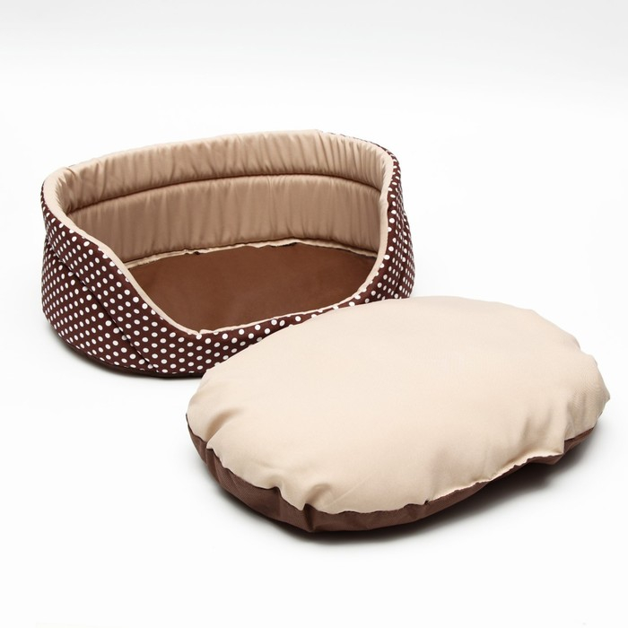 Лежанка  Лежанка "Горошек", 49 х 36 х 17 см, бязь, коричневая