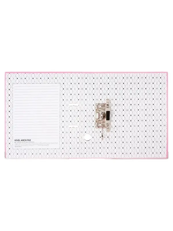 Папка-регистратор А4, 50 мм, ПВХ, тиснение &laquo;лен&raquo;, металлическая окантовка, карман на корешок, собранная, розовая, микс