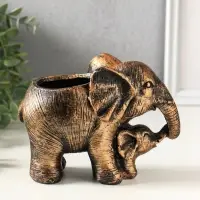 Подставка для мелочей &laquo;Слон со слонёнком&raquo;, 16&times;12&times;8 см, под бронзау