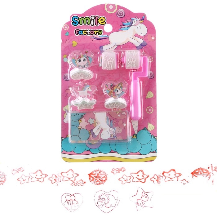 Печать цветная «Единороги», набор 3 шт., ролик-печать с 2 насадками, штемпельная подушка Печать цветная «Единороги», набор 3 шт., ролик-печать с 2 насадками, штемпельная подушка