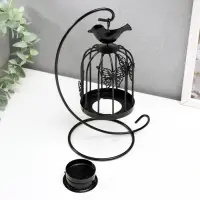 Металлический подсвечник-фонарь на 1 свечу &laquo;Клетка с птичкой&raquo;, чёрный, 23&times;10&times;10 см