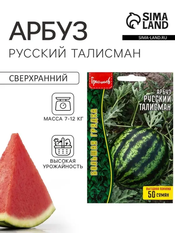 Семена Арбуз &laquo;Русский Талисман&raquo;, сверхранний, 50 шт., &laquo;Григорьев&raquo;