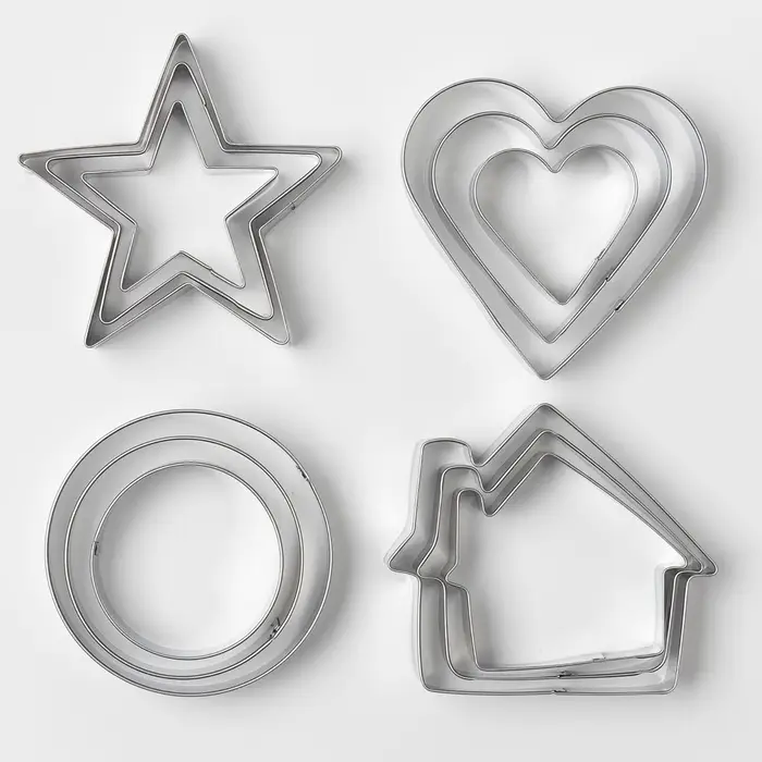 Формы для печенья Доляна &laquo;Домик.Круг.Сердце.Звезда&raquo;, набор 12 шт., металл, серебристые