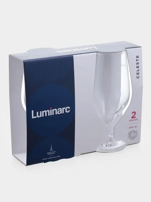 Пивные бокалы Luminarc Celeste, 450 мл, набор 2 шт., стекло, прозрачные