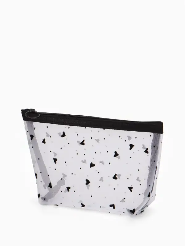 Косметичка дор Сердца, сетка 17*6,5*13,5, отд на молнии, белый Косметичка дор Сердца, сетка 17*6,5*13,5, отд на молнии, белый