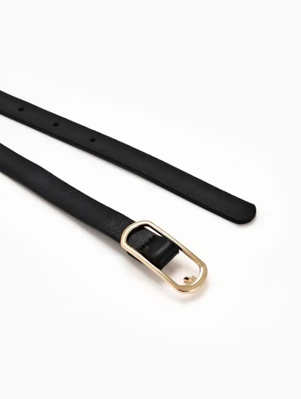 Ремень женский тонкий, 110&times;1.5 см, золотистая пряжка металл, чёрный