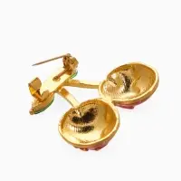 Брошь "Вишня заливная", цвет красно-зелёный в золоте