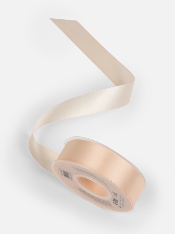 Лента атласная двухсторонняя №112 25мм*25±1м айвори TR