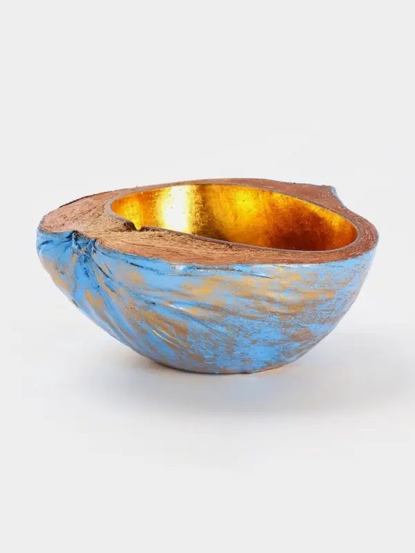 Чаша из кокоса, 22&times;19&times;10 см, сине-золотая