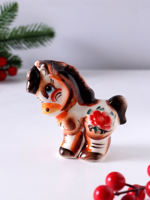 Сувенир Конь Лёша, 9х8,5х4 см, гжель, цвет Сувенир Конь Лёша, 9х8,5х4 см, гжель, цвет