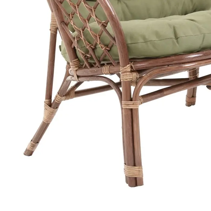 Набор садовой мебели "Bagama": 2 кресла, 1 диван, 1 стол, ротанг тёмный, подушки зелёные