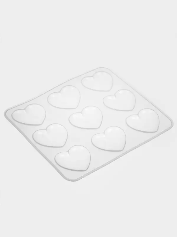 Форма для шоколада Доляна &laquo;Сердечки&raquo;, силикон, 20&times;17.5&times;0.6 см, 9 ячеек (5.5&times;5 см), прозрачная