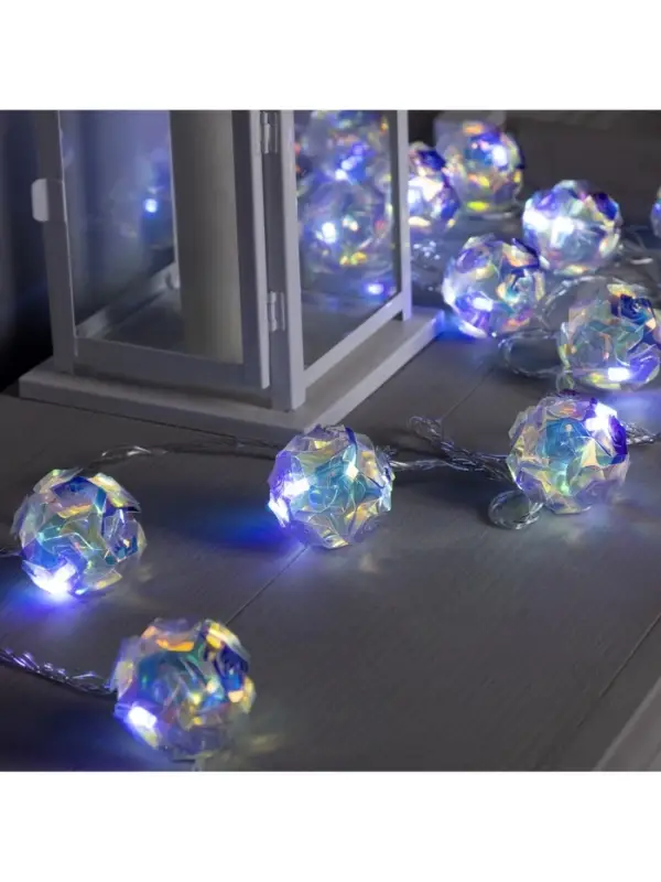 Гирлянда &laquo;Нить&raquo; 4.5 м с насадками &laquo;Цветочные шары&raquo;, IP20, прозрачная нить, 15 LED, свечение белое, 220 В