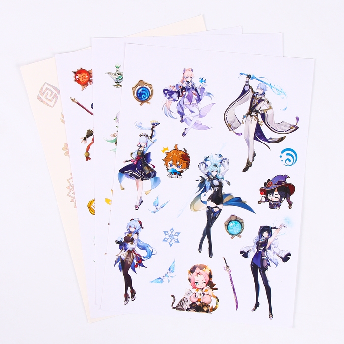 Творческий блокнот «Лунный фонарь» Геншин» cо стикерами и переводными татуировками, A4 Творческий блокнот «Лунный фонарь» Геншин» cо стикерами и переводными татуировками, A4