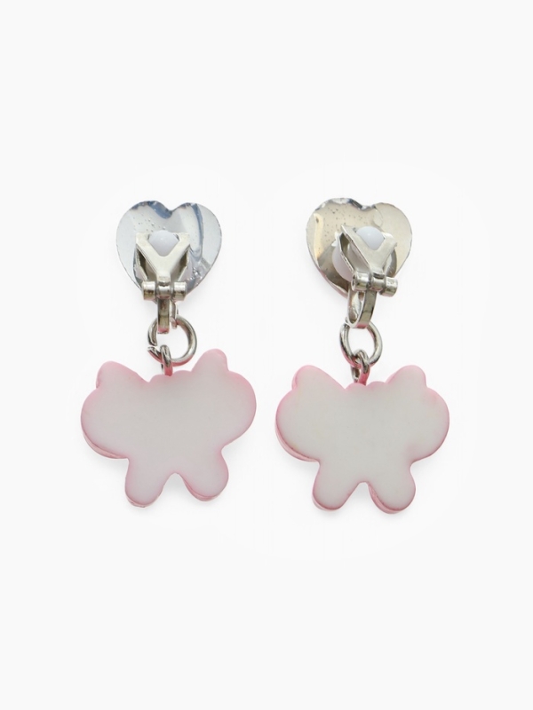 Серьги-клипсы детские  Серьги-клипсы детские "Выбражулька" бабочка драгоценность с сердцем кристалл, цвет розовый