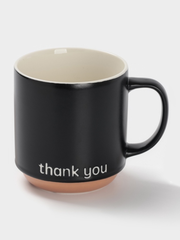 Кружка Доляна "Thank you" 12х9х10см, цвет черный