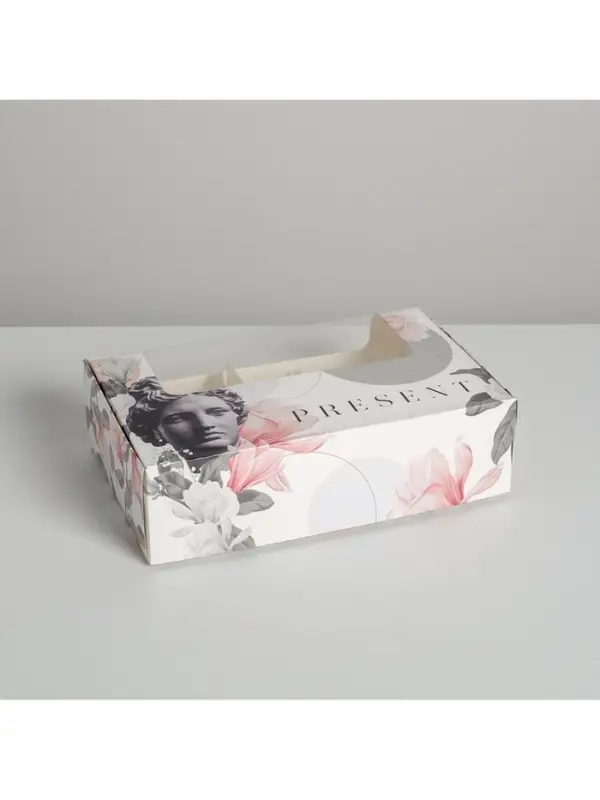 Коробка для эклеров, кондитерская упаковка, 5 вкладышей, Present, 25.2&times;15&times;7 см