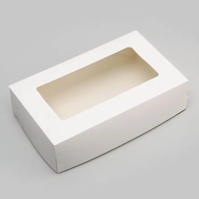 Упаковка для продуктов с окном, белая, 23×14×6 см, 1.9 л