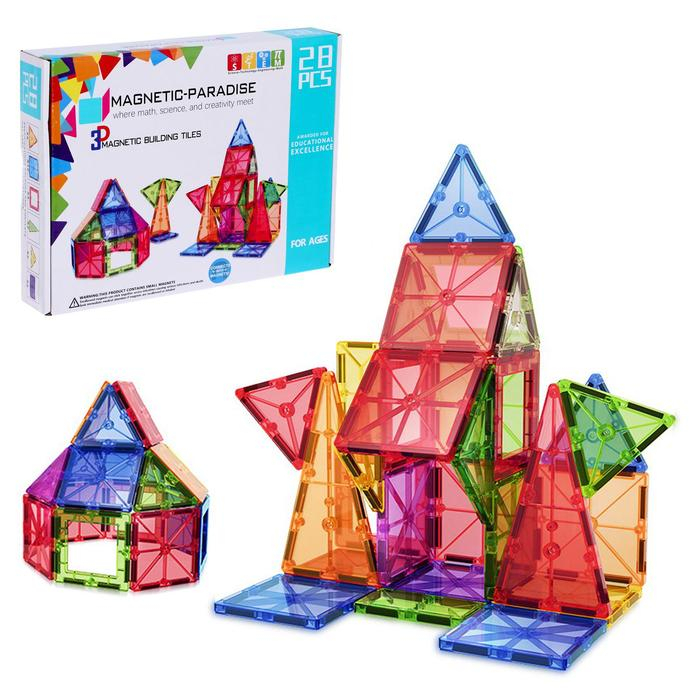 Конструктор магнитный «Геометрические фигуры», 28 деталей Конструктор магнитный «Геометрические фигуры», 28 деталей