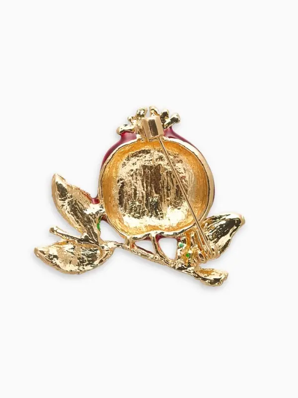 Брошь Брошь "Гранат" в разрезе, со стразами, красно-зелёная в золоте