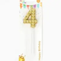 Свеча для торта &laquo;Элемент&raquo;, цифра "4" золотая