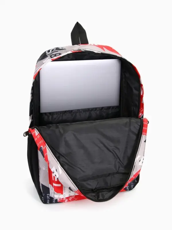 Рюкзак школьный на молнии, с карманами, с абстрактным принтом, размер 30&times;13&times;42 см, красный