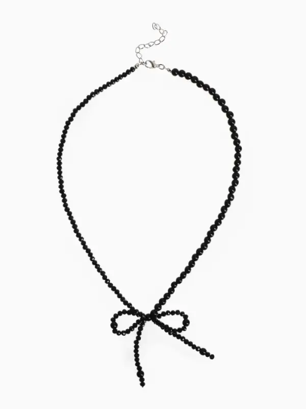 Бусы &laquo;Бантик&raquo;, бусина №4.6, чёрные в серебре, 40 см