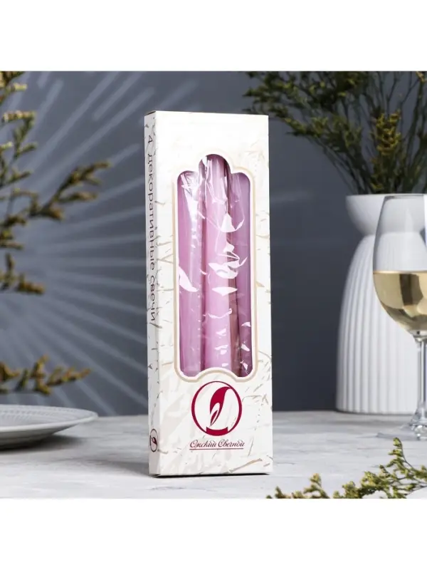 Набор свечей античных, 2.3&times;24.5 см, 5 ч, 55 г, 4 шт., сиреневая