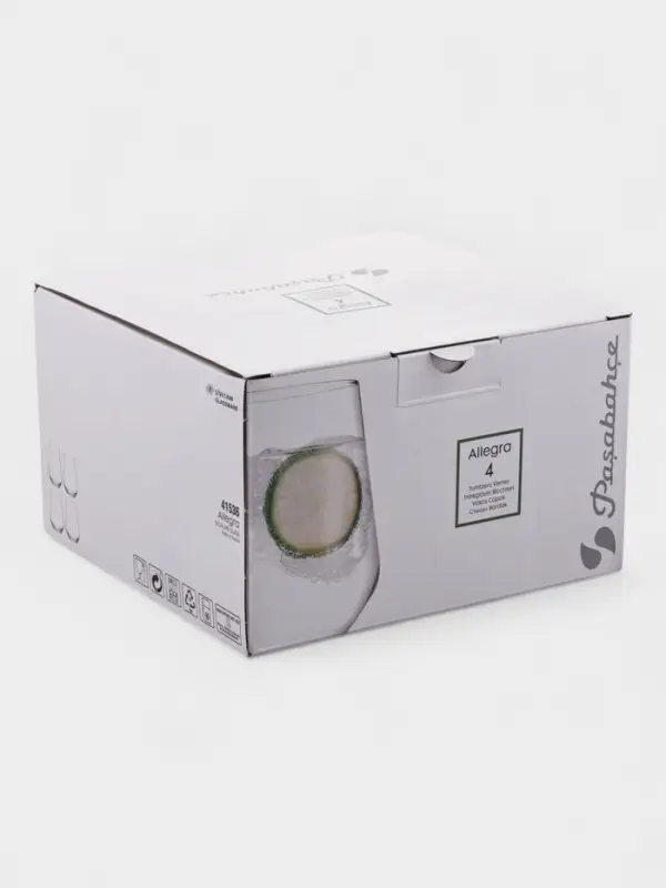 Набор стаканов Paşabah&ccedil;e Allegra, 425 мл, 4 шт., стекло, прозрачный