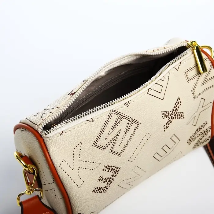 Сумка женская кросс-боди на молнии, 22&times;11&times;15 см, с принтом, бежевая