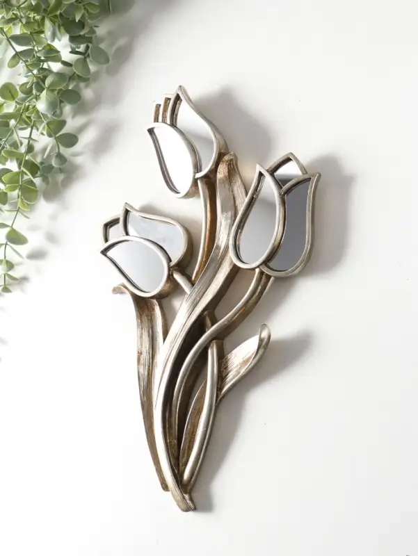 Панно настенное полистоун &laquo;Зеркальные тюльпаны&raquo;, под серебро с позолотой, 22&times;3&times;35 см