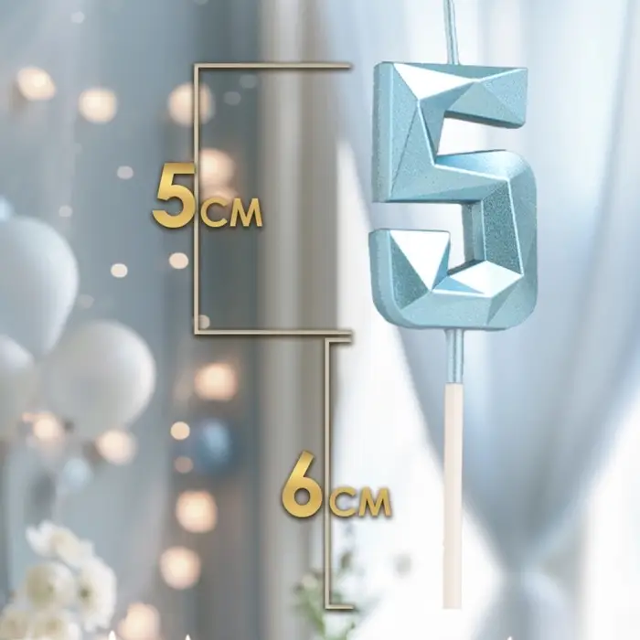 Свеча в торт на шпажке &laquo;Алмаз&raquo;, цифра 5, голубая, 5 см