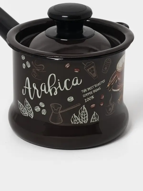 Ковш эмалированный &laquo;Арабика&raquo;, 1 л, тёмно-коричневый