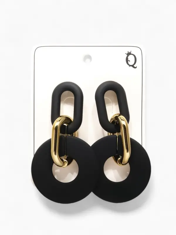 Серьги металл &laquo;Цепь&raquo; кольца, 3 звена, цвет золотисто-чёрный