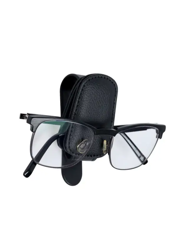 Держатель для очков автомобильный, кожаный, черный Держатель для очков автомобильный, кожаный, черный