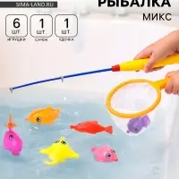 Магнитная рыбалка для детей &laquo;Морские жители&raquo;, 1 удочка, 1 сачок, 6 игрушек, цвета МИКС