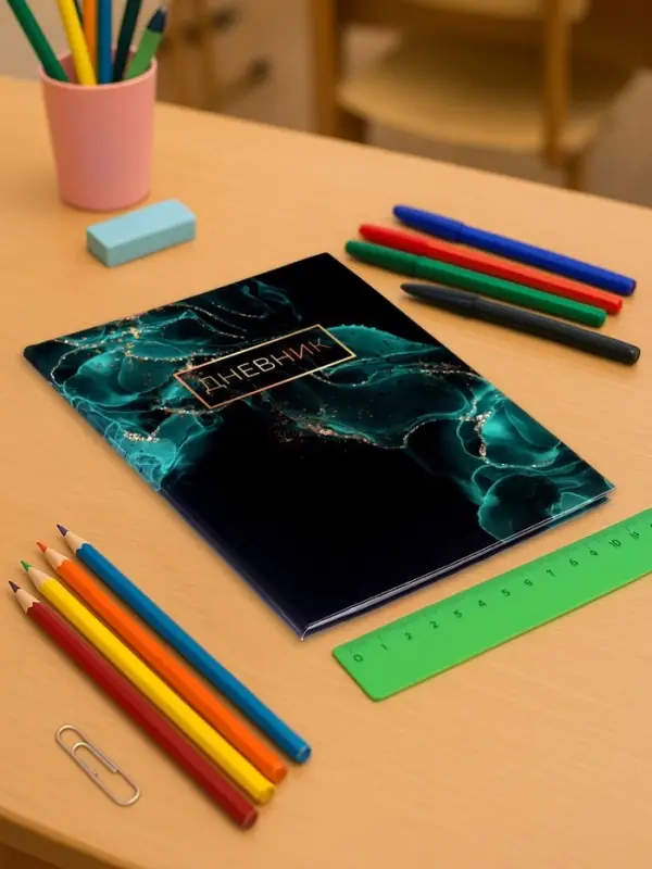 Дневник школьный для 1-11 классов, &laquo;Зелёный мрамор&raquo;, интегральная (гибкая) обложка, глянцевая ламинация, 40 листов