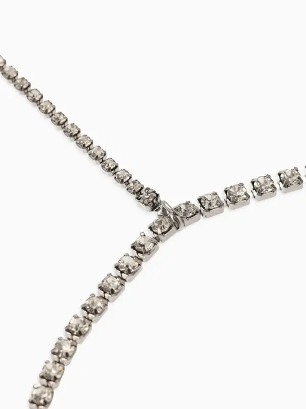 Бодичейн на бедро со стразами, белая в серебре