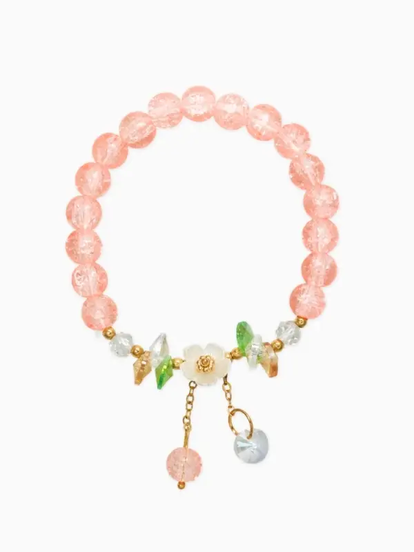 Браслет детский "Выбражулька" цветок, 2 подвеса, цвет розовоголубой в золоте
