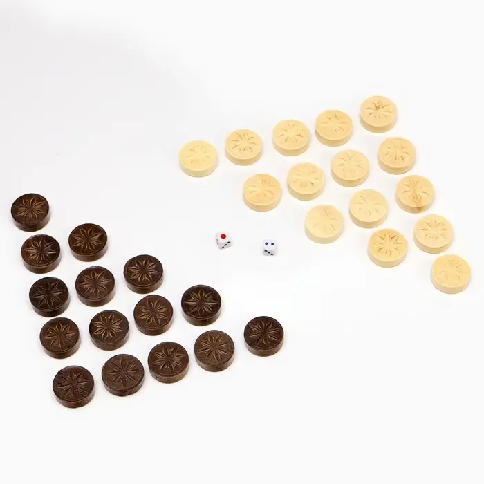 Фишки для нард и шашек &laquo;Восьмилистник&raquo;, набор 30 шт., d=2.8 см, с кубиками 2 шт., без доски