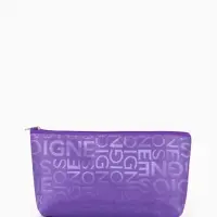 Косметичка - пенал на молнии, маленькая, с буквами, фиолетовая