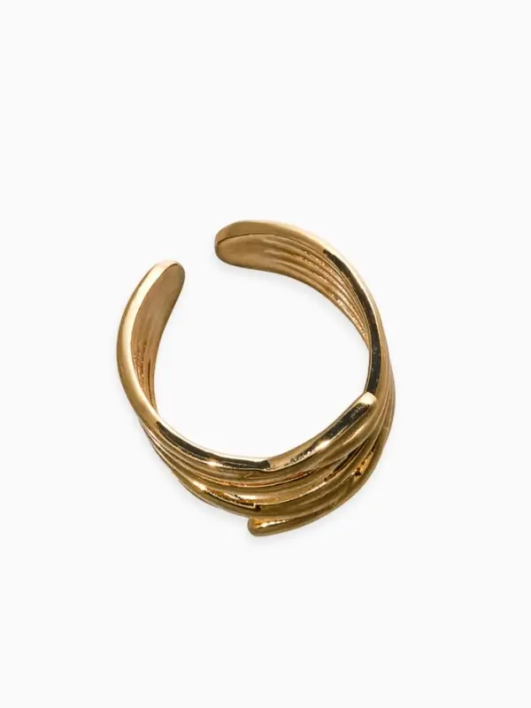 Кольцо &laquo;Звенья&raquo;, широкое, цвет золото, безразмерное