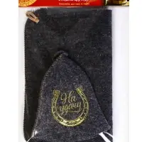 Набор для бани шапка+коврик "На удачу", темный