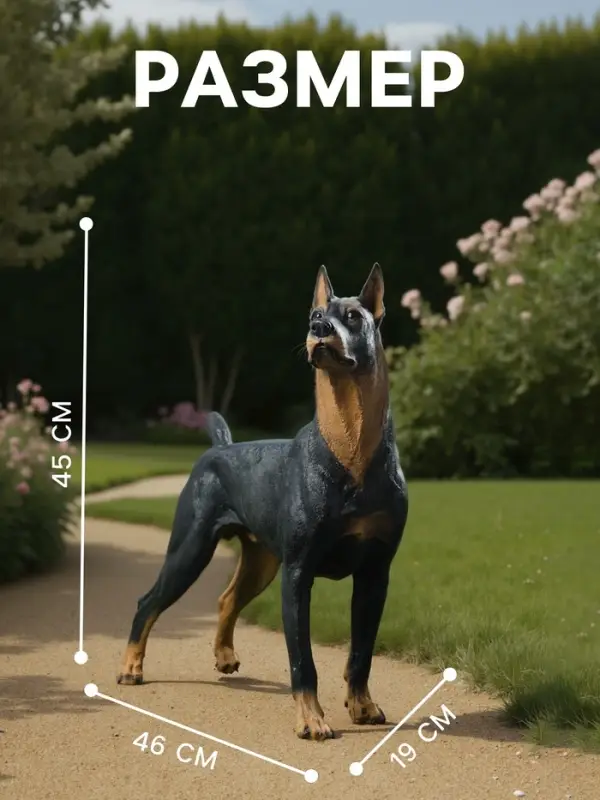 Садовая фигура из полистоуна &laquo;Собака Доберман&raquo;, 45&times;19&times;46 см