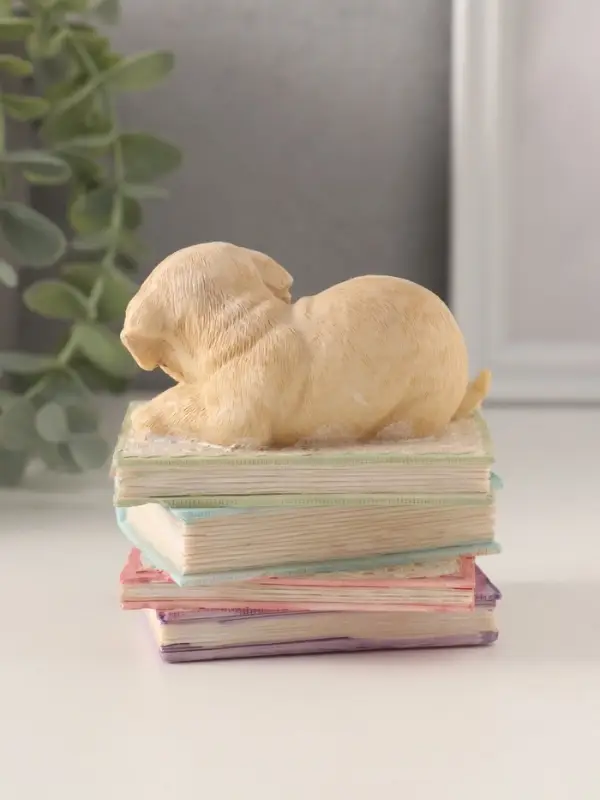 Фигурка полистоун &laquo;Щенок спит на книгах&raquo;, 9&times;7&times;8.5 см